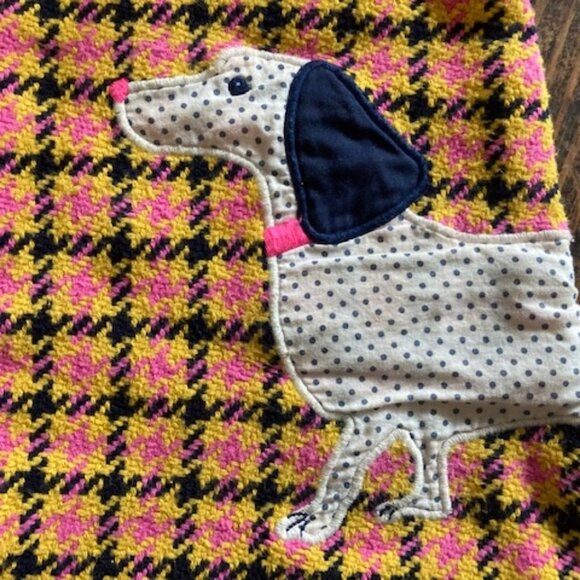 EUC Mini Boden Yellow Check/Dachshund skirt 6-7 - Picture 2 of 4
